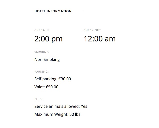 hotel-information-block Features